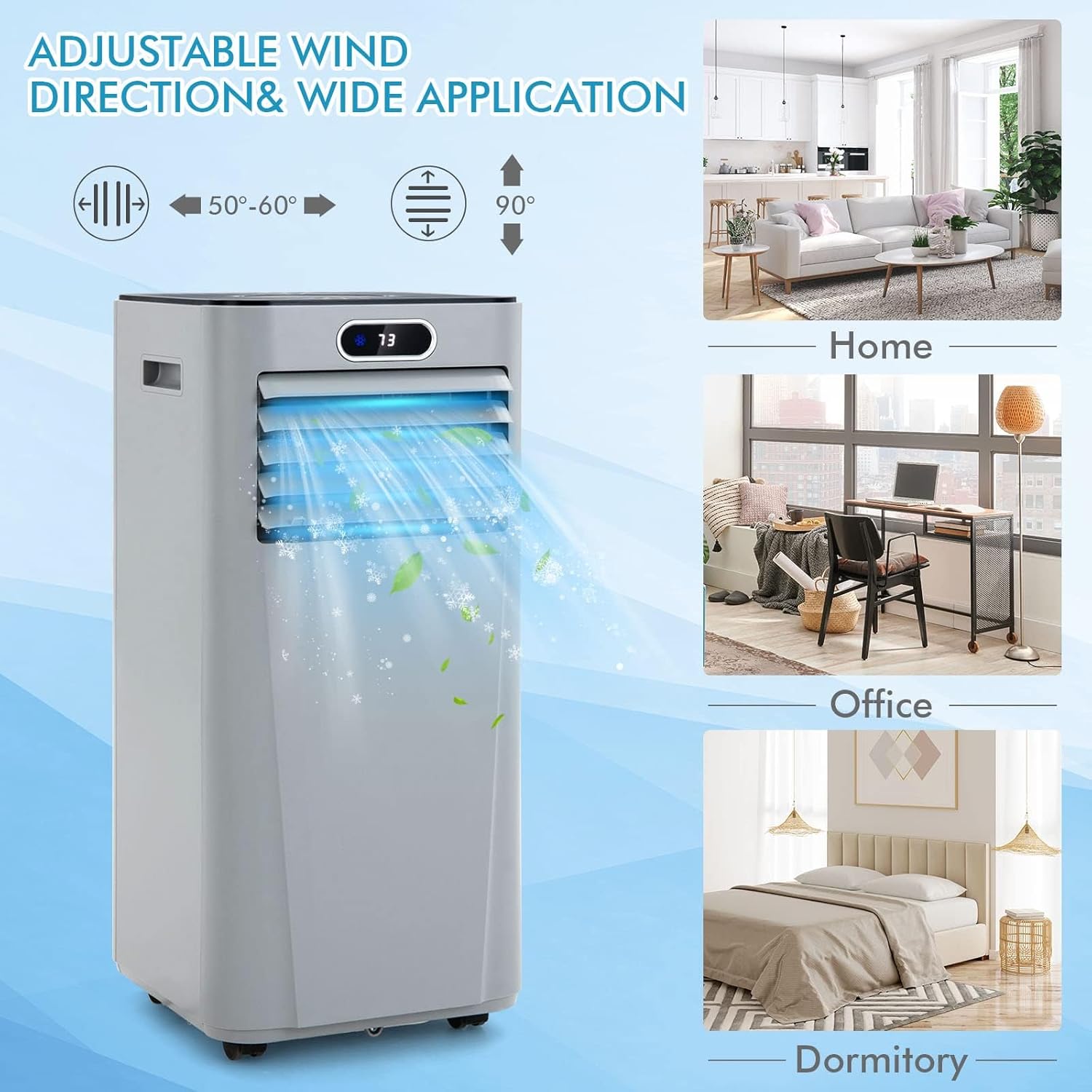 DORTALA Portable Air Conditioner 8000 BTU, 3-in-1 AC Unit with Remote Control, Dehumidifier, 24H Timer, Window Kit, Standing AC Cooling Unit for Home Office, Grey