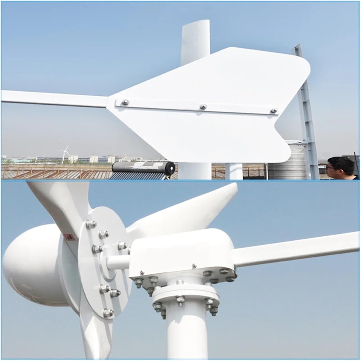 Wind Turbines, High Efficiency 10KW 48V 96V Horizontal Axis Wind Turbine Electric Alternative nerator 3 Blades 10000W Windmill for Farm Home(48V)