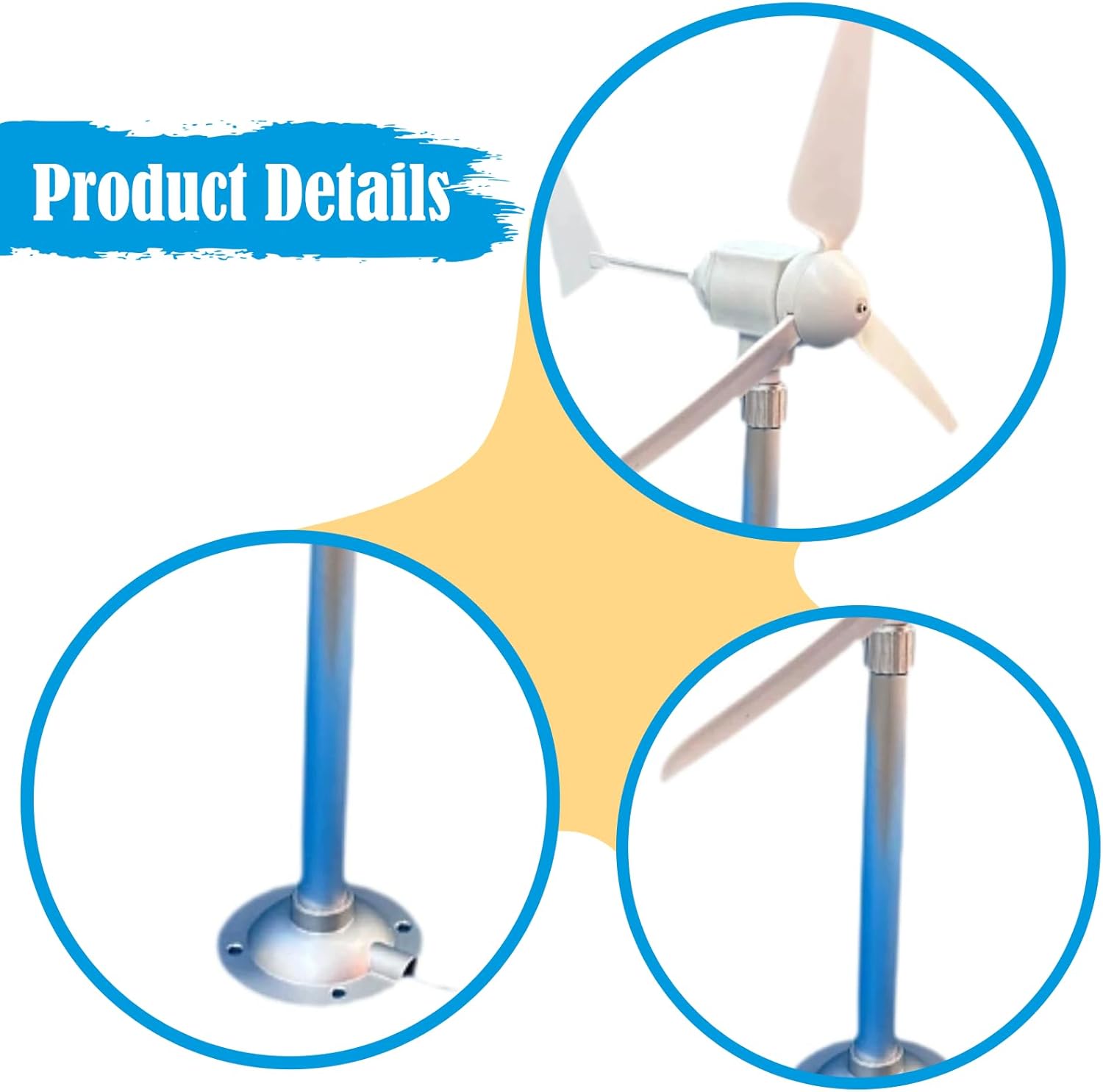 Three Wind Turbine Model Miniature Horizontal DIY Compact Professional Portable Automatic Steering Small Wind Turbine