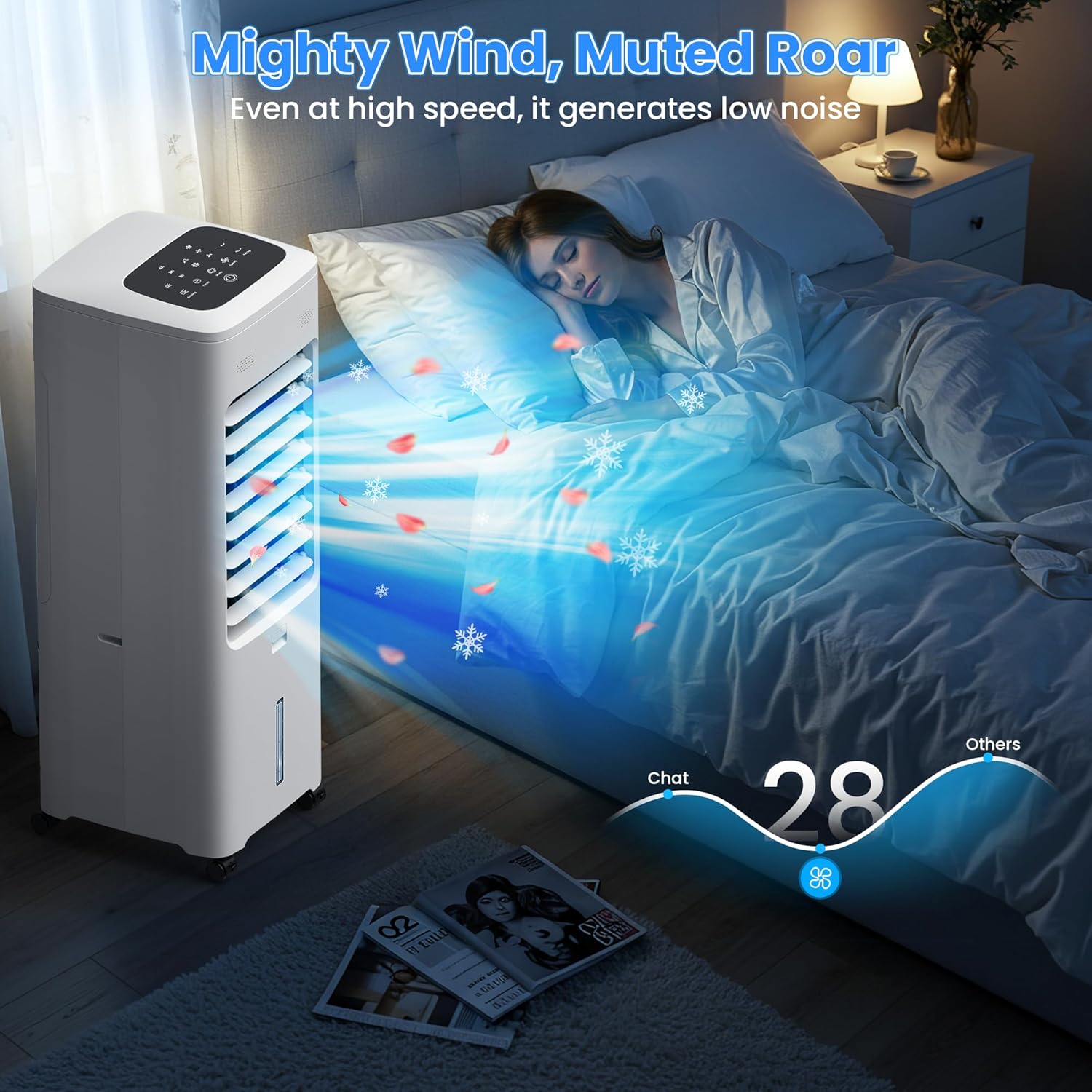 Windowless Air Conditioner Portable, Swamp Cooler Air Conditioner with 2 Gal Water Tank, Ventless Evaporative Air Cooler, 3 Modes, 3 Speeds, Timer, Remote, Swing, Suitable for Home Indoor Bedroom