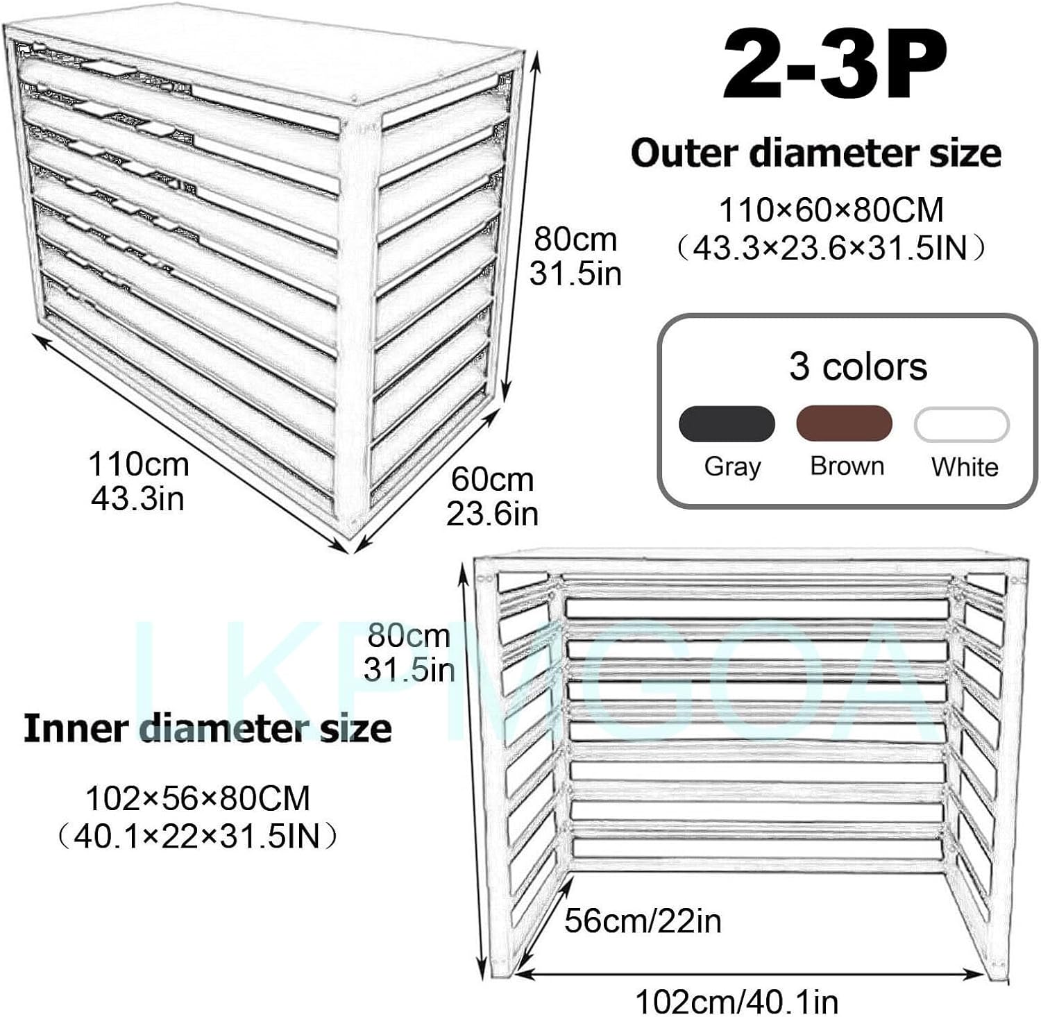 Aluminum Alloy Air Conditioner Fence, Support for Waterproof Plants, Privacy Fence, Theft Proof, Sturdy, Noise reducing(Brown,110cm)