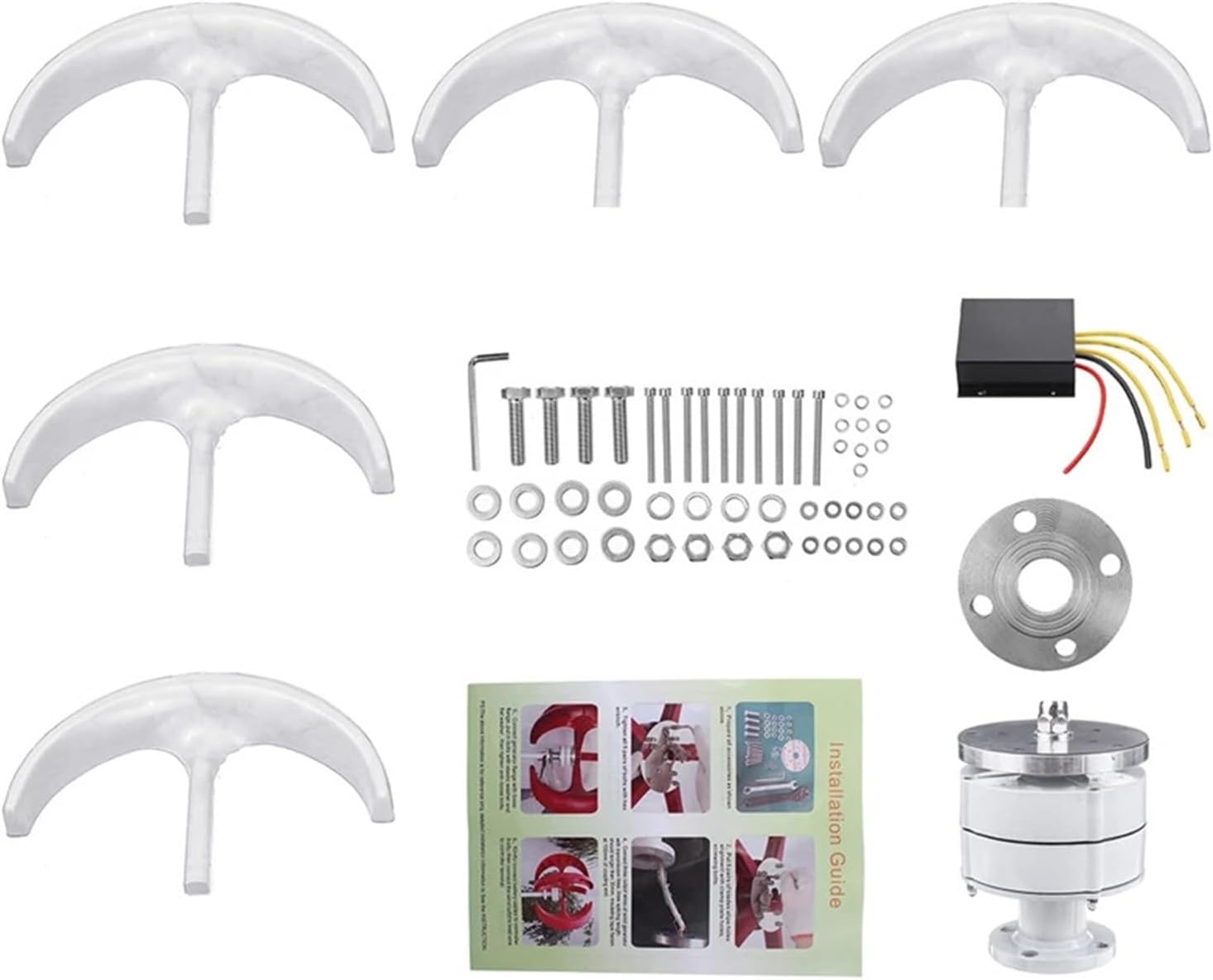 3000W Vertical Wind Turbine 12V 48V Vertical Axis Wind Generator Windmill with MPPT Charging Controller Industrial Energy(Red,Charging CONROL_24V)