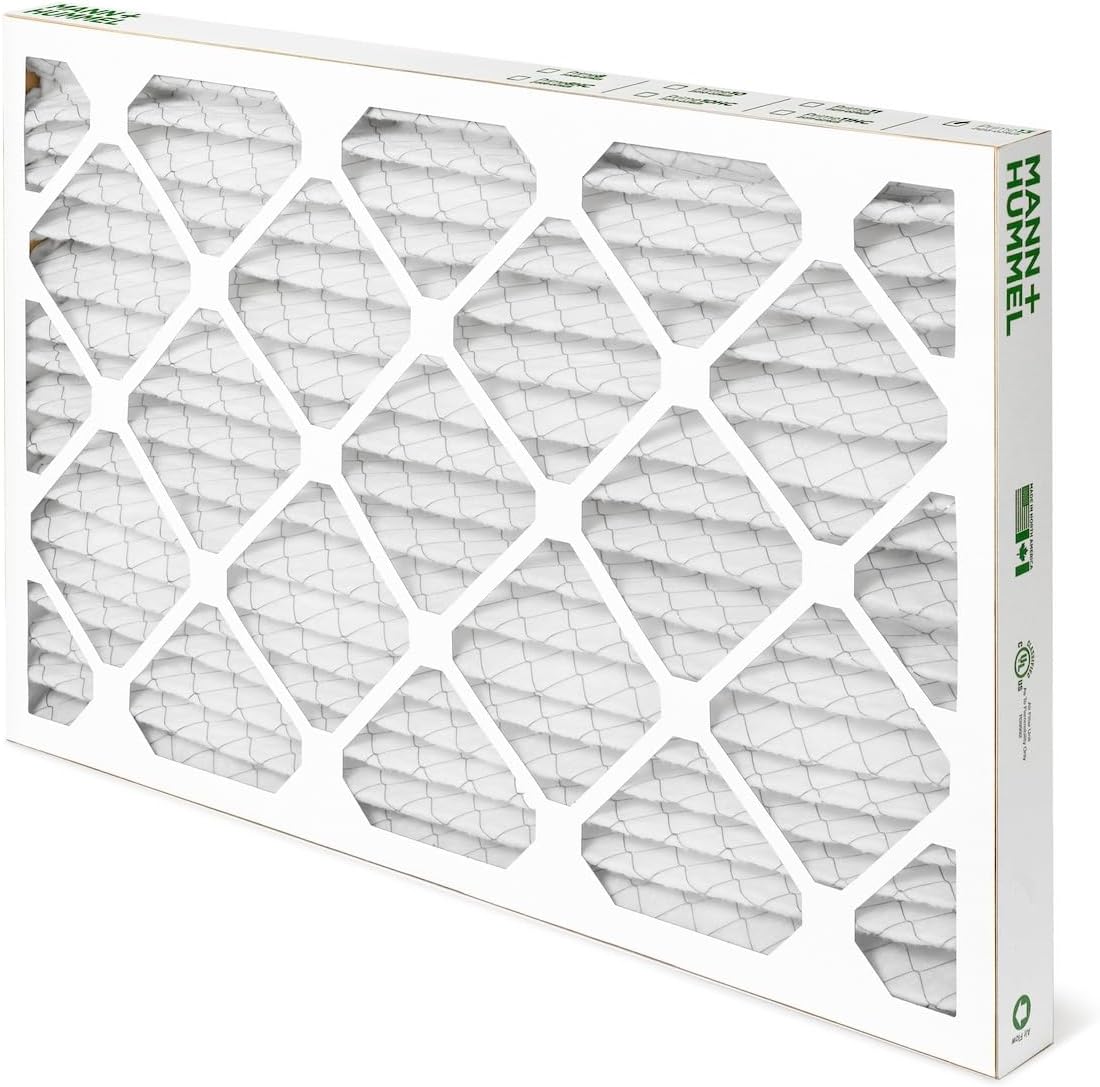 Mann+Hummel 16x24x2 MERV 11 Pleated HVAC AC Furnace Air Filters. Case of 12. (Exact Size: 15.38 x 23.38 x 1.75 Inches)