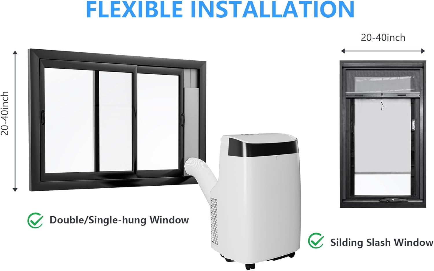 10,000 BTU Portable Air Conditioner, 3-in-1 Cooling, Dehumidifier & Fan for Rooms up to 450 Sq.Ft, Includes Window Kit & Remote