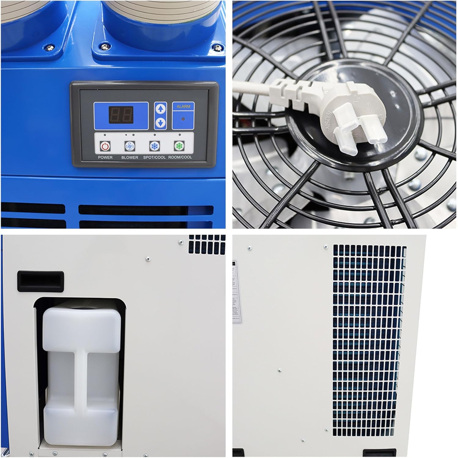 220V Industrial Air Conditioner Outdoor Air Conditioning Fan Equipment Three Tube 910m³/h Blue