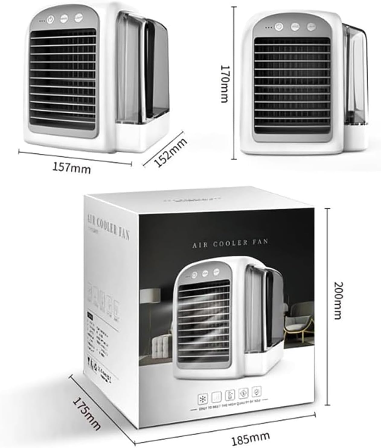 Air Conditioner, 380ml Large Water Tank, Portable Ac Cooler Water from Air Conditioner,Fast Cooling with Dynamic Ice Mist Technology,3 Wind Speeds(Blue)