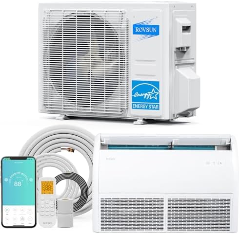 ROVSUN 22200 BTU Smart WIFI Floor Ceiling Mini Split AC/Heating System with Inverter & APP Control, 23 SEER2 Ductless Air Conditioner with Pre-Charged Condenser, Heat Pump & Installation Kit, 230V