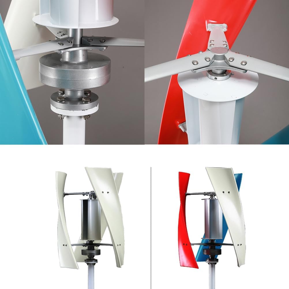 9000W Vertical Wind Turbine Generator 3 Blades Low Noise 12V/24V/48V Complete Windmill Kit with Controller for Home Power Generation