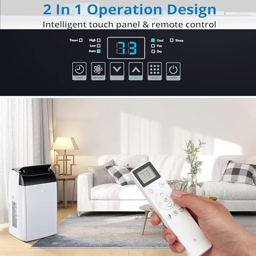 Portable Air Conditioner 14,000 BTU, AC Unit portable Cools up to 750 Sq.Ft, LED Touch Panel/Remote Control/Installation Kits, 3 Speed, Auto Swing, 24H Timer, Quite Air Conditioners for Large Room