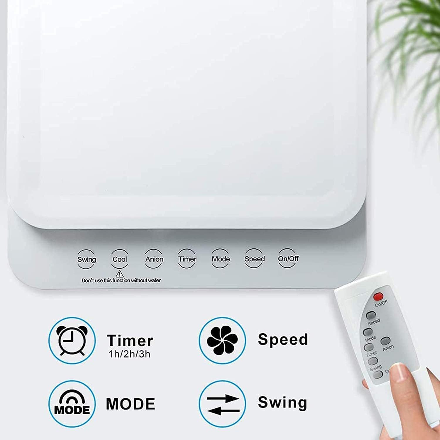 Portable Air Cooler, Mobile Air Conditioner Fan Purifier, Humidifier with Wheels And 5L Dual Water Tank, 3 Modes, 3 Speeds, Remote Control