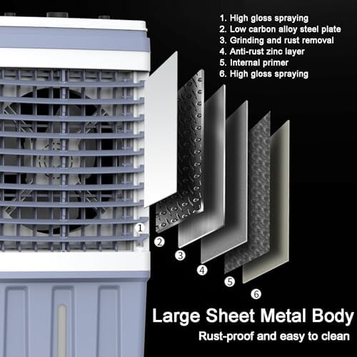 Swamp Cooler Air Conditioner, Portable Evaporative Air Cooler with 3 Speeds, Portable Ac with 5.5 Gal Tank for Patio Garage Commercial