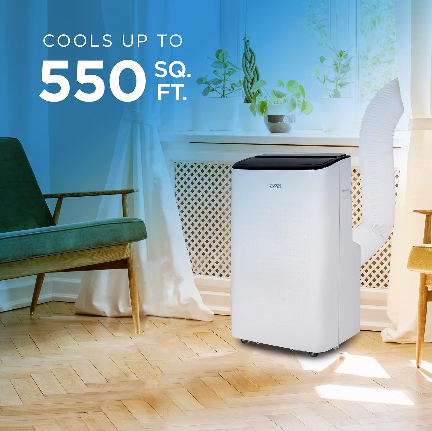 COMMERCIAL COOL Portable Air Conditioner 12,000 BTU Air Conditioner Unit with Dehumidifier & Fan, AC Unit Cools up to 550 Square Feet, Indoor Air Conditioner with 2 Remote Controls, White