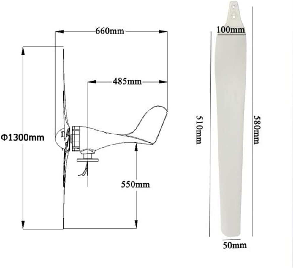 48V, Horizontal Wind Turbine Generator Set, 5000W Low Noise 3 Phase Vertical Wind Power Generator,with MPPT Controller 12V 24V 48V 220V