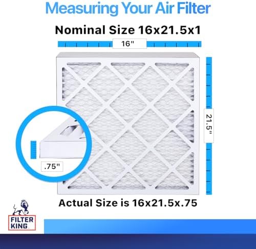 Filter King 16x21.5x1 Air Filter | 12-PACK | MERV 8 HVAC Pleated A/C Furnace Filters | MADE IN USA | Actual Size: 16 x 21.5 x .75
