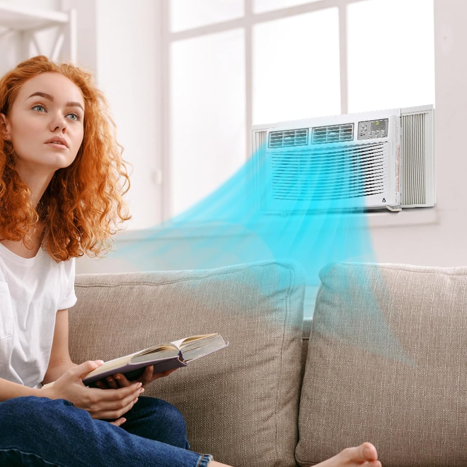 8000 BTU Smart Window Air Conditioner with Wi-Fi, Cools Up to 350 Sq. Ft., Remote Control, Quiet Operation, Eco Mode, 3 Fan Speeds, White,New R32