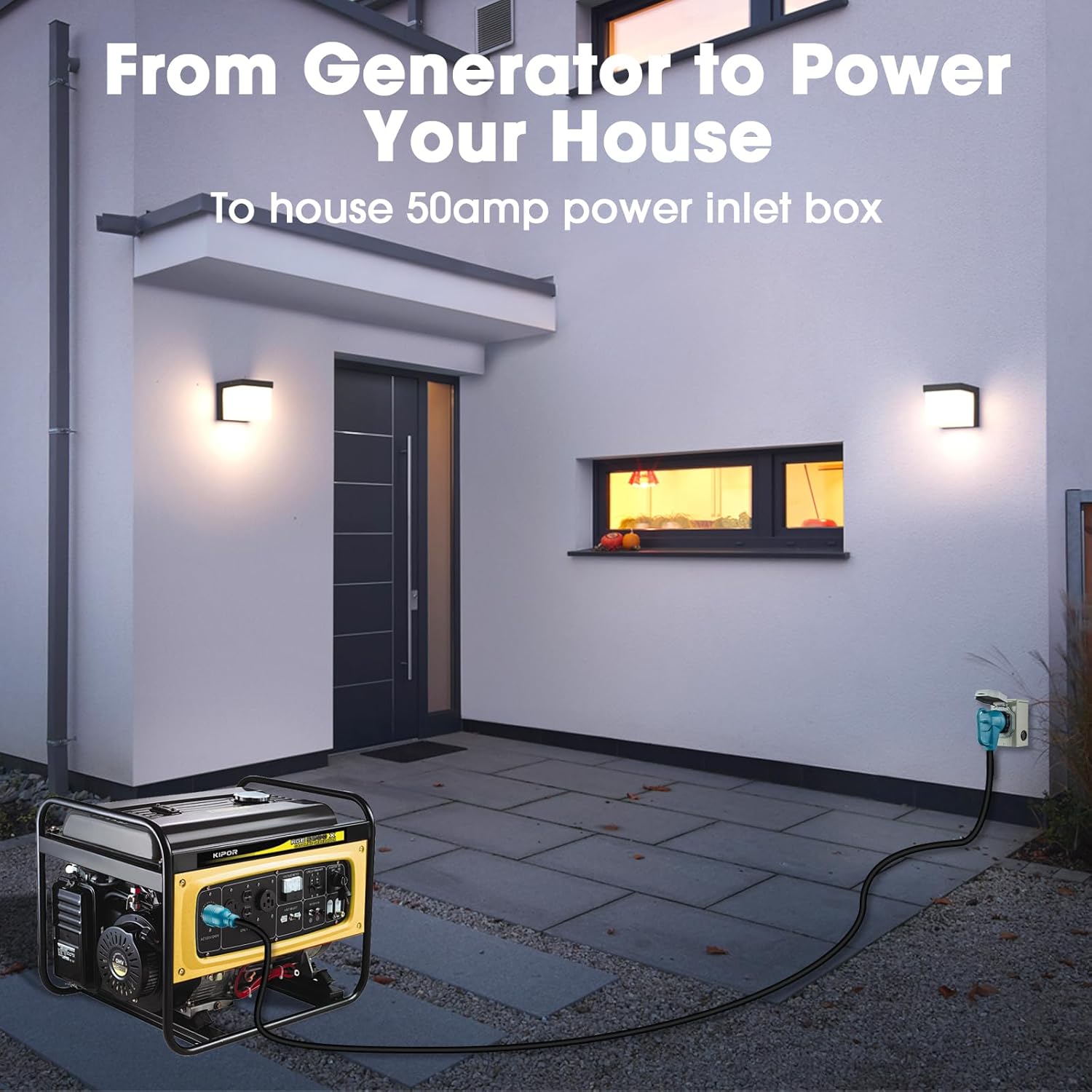 Generator Extension Cord, 30A 4 Prong Locking Generator L14-30P Male to 50A Marine Shore Power SS2-50R Female with Locking Ring 125V/250V,ETL Listed (25FT)