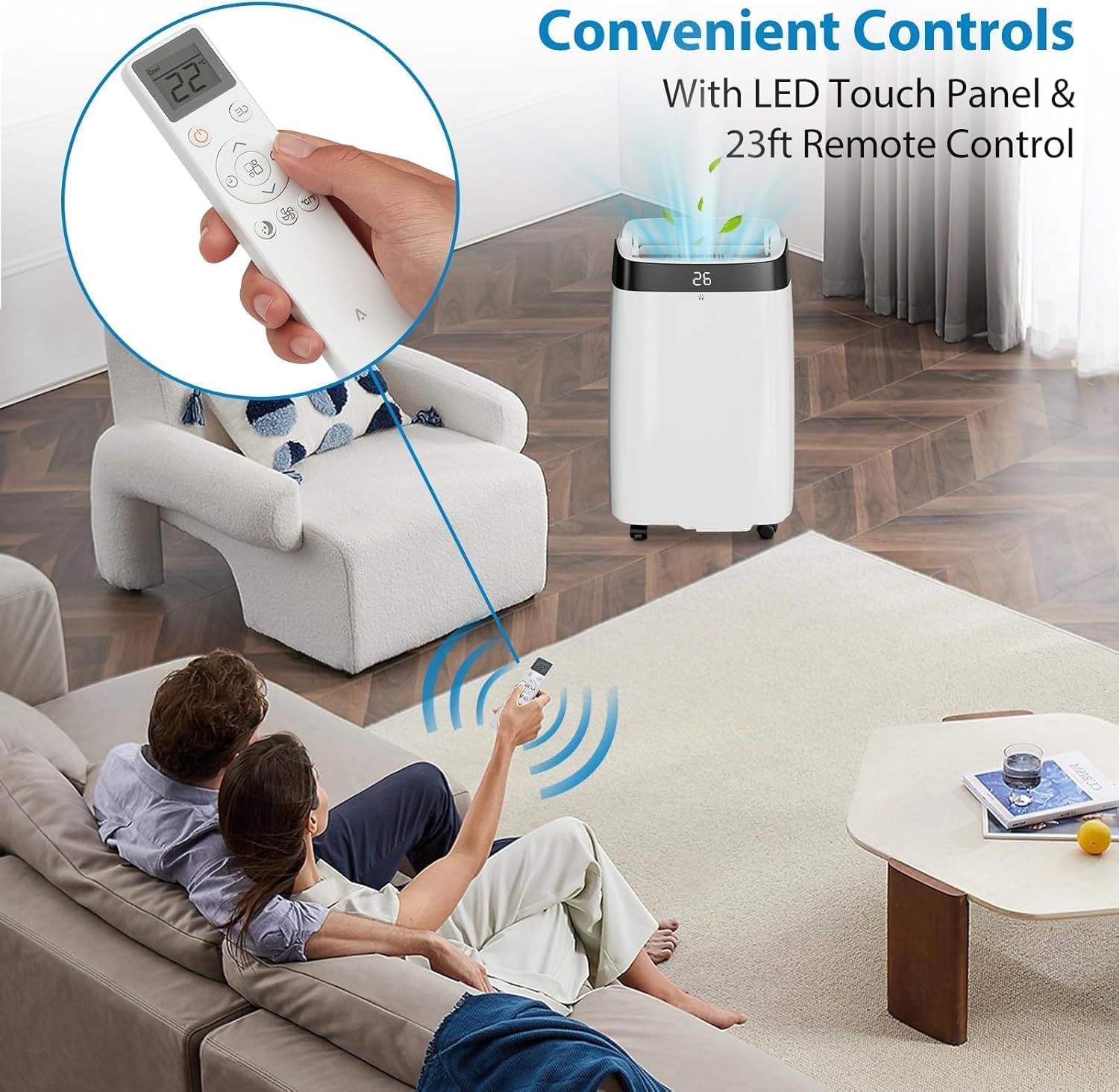 Portable Air Conditioners, 8000 BTU Air Conditioner with Cooling, Fan, and Dehumidifier Functions, Energy Efficient, Cools Areas up to 350 Sq. Ft., Perfect for Bedrooms, Offices, and Living Rooms