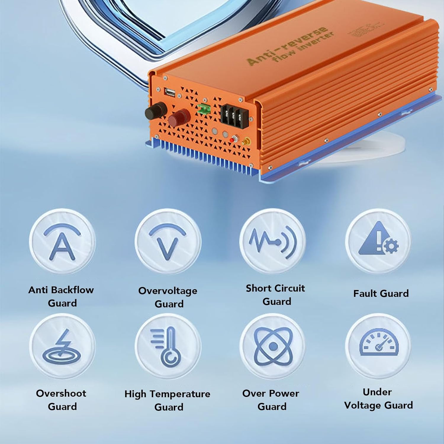 Fafeicy 1200W Solar Grid Tie Micro Inverter, with Anti Reverse Flow MPPT Tracking and APP Monitoring, for Home Photovoltaic System 22-50V DC Input 95% Peak Efficiency (120V)