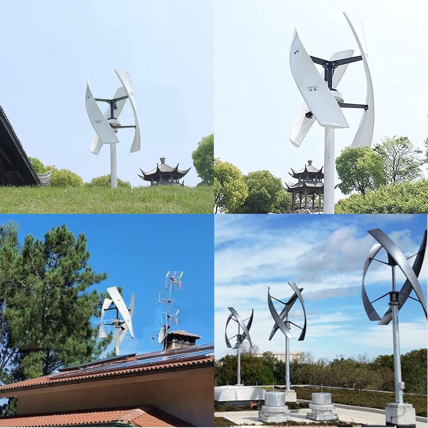 4000W Wind Turbines Generator,12V 24V 48V 220V with 3-Blade Vertical Axis Wind Turbines Generator Kit,for Home Hybrids Streetlight Use 12V