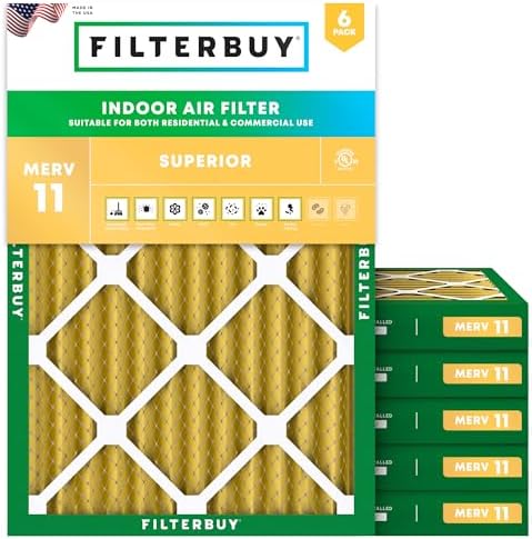 Filterbuy 30x32x2 Air Filter MERV 11 Superior Pet & Allergy Defense (6-Pack), Electrostatic Pleated HVAC AC Furnace Filters Replacement, Made in USA (Actual Size: 30.00 x 32.00 x 1.75)