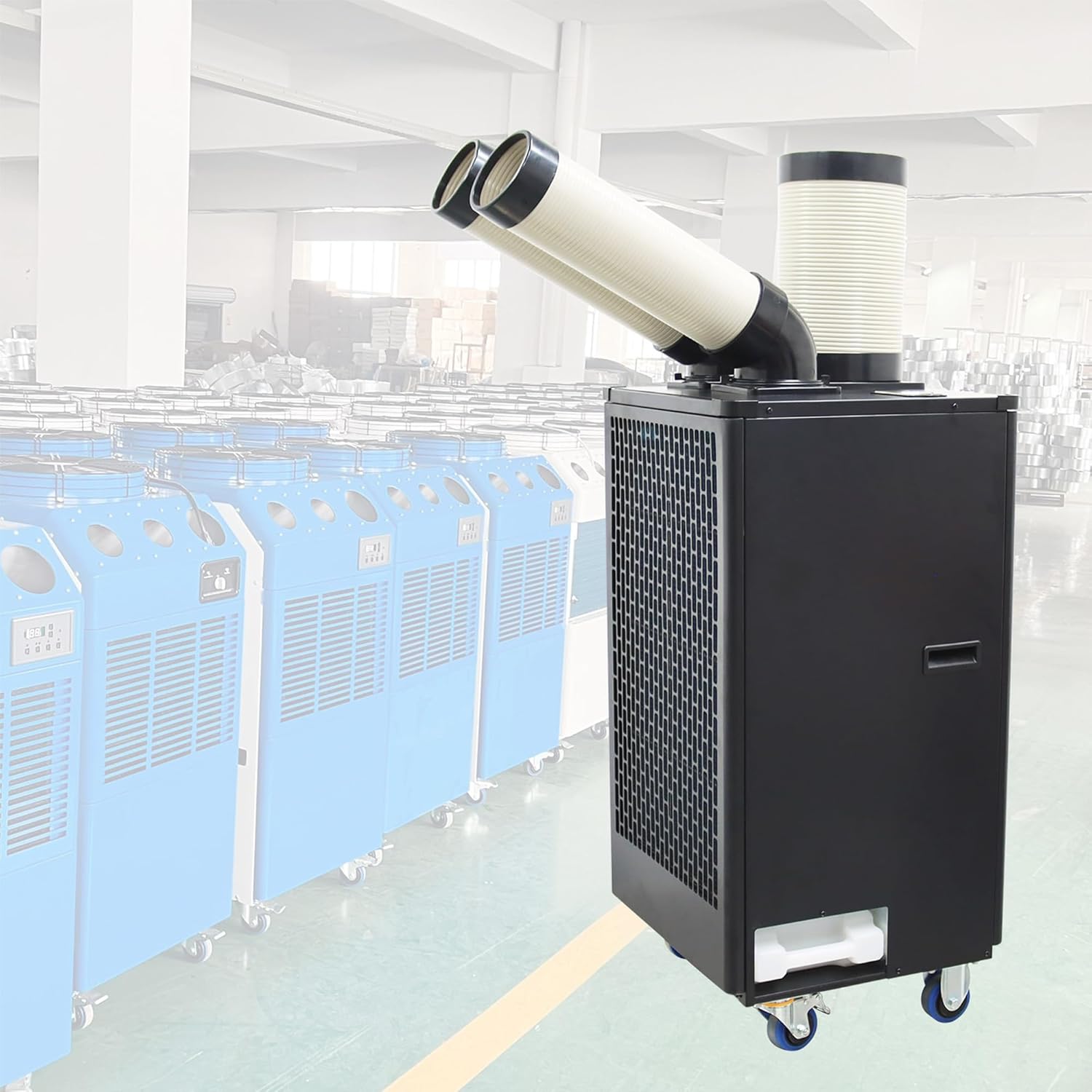 Industrial Air Conditioner Outdoor Indoor Spot Mobile Air Cooler 550m³/h Commercial Aircon with Two Outlet Tubes 220V