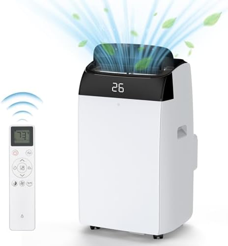 12,000 BTU Portable Air Conditioner Cools Up to 550 Sq.Ft, 3-IN-1 Quiet Portable AC Unit with Remote Control & Installation Kits for Large Room, Smart/Sleep Mode, Auto Swing, 24H Timer