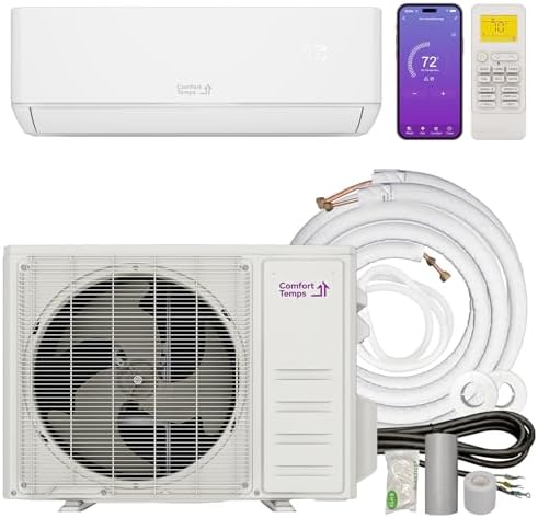 Ultra-Efficient 12000 BTU/220V Mini Split – 24 SEER for Lower Energy Bills– Pre-Charged, Ductless, Quiet & Comfortable Mini Split AC/Heating System|WiFi & Easy Install Kit |Pro Series by Comfort Temps