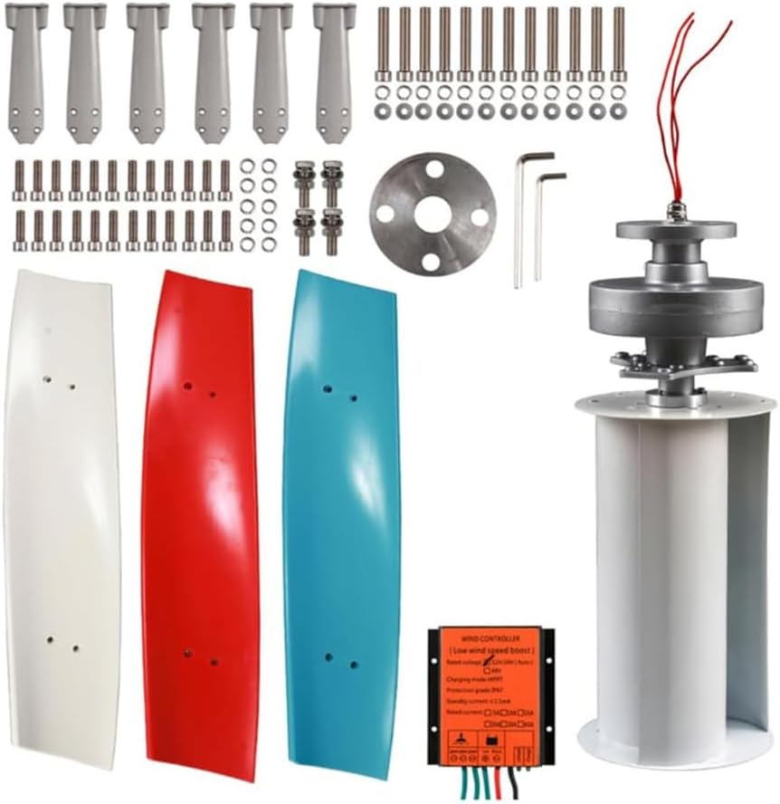 3-Blade 14000W Colorful Wind Turbine Windmill,12V/24V/48V/220V Vertical Wind Generator, for Home Business Boats Cabins Gazebos Off-Grid Power