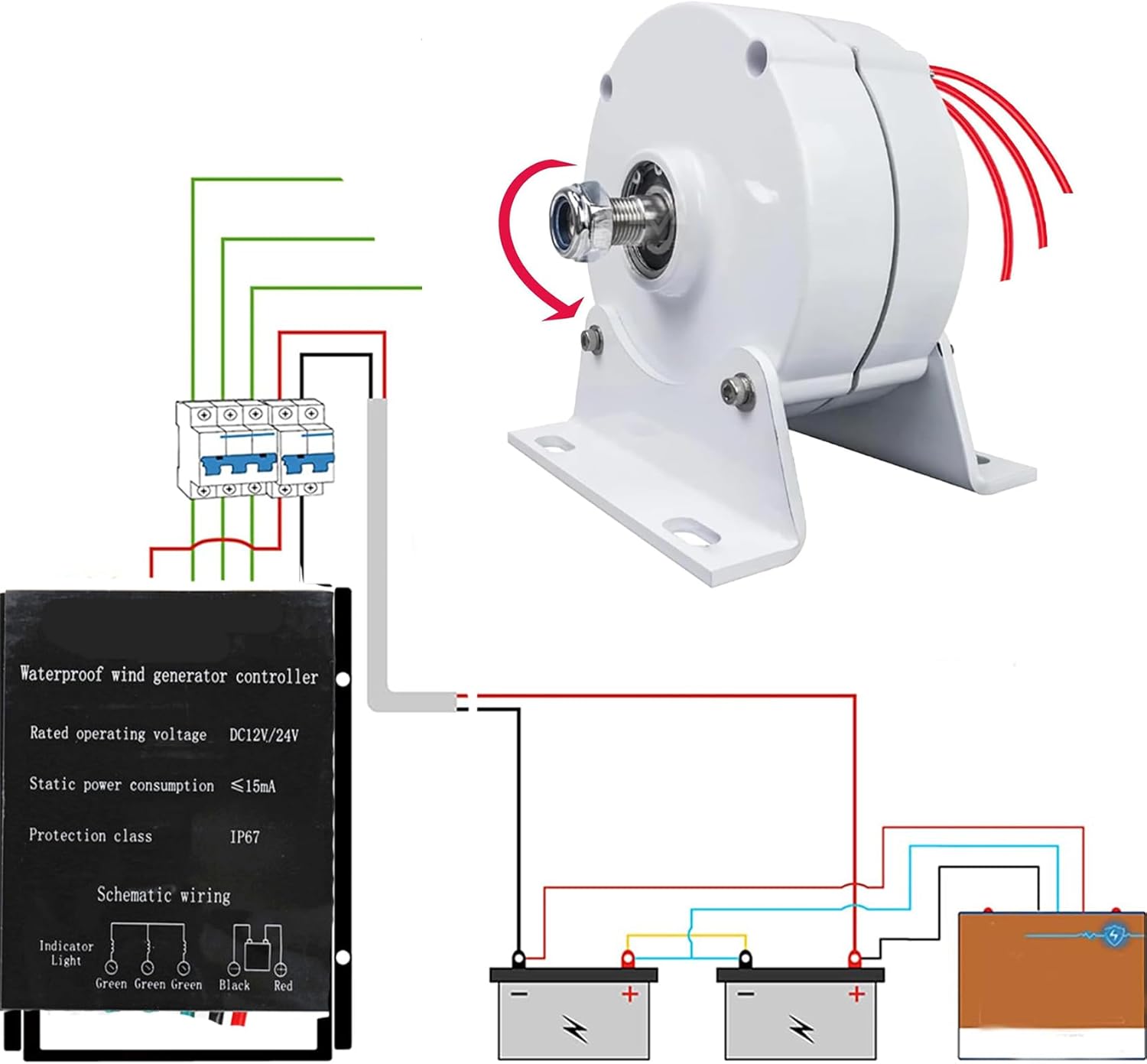 14000W 3 Phase Gearless Permanent Magnet AC Alternators Use for Wind Water Turbine Diesel Engine,12V 24V 48V 220V (with Base)