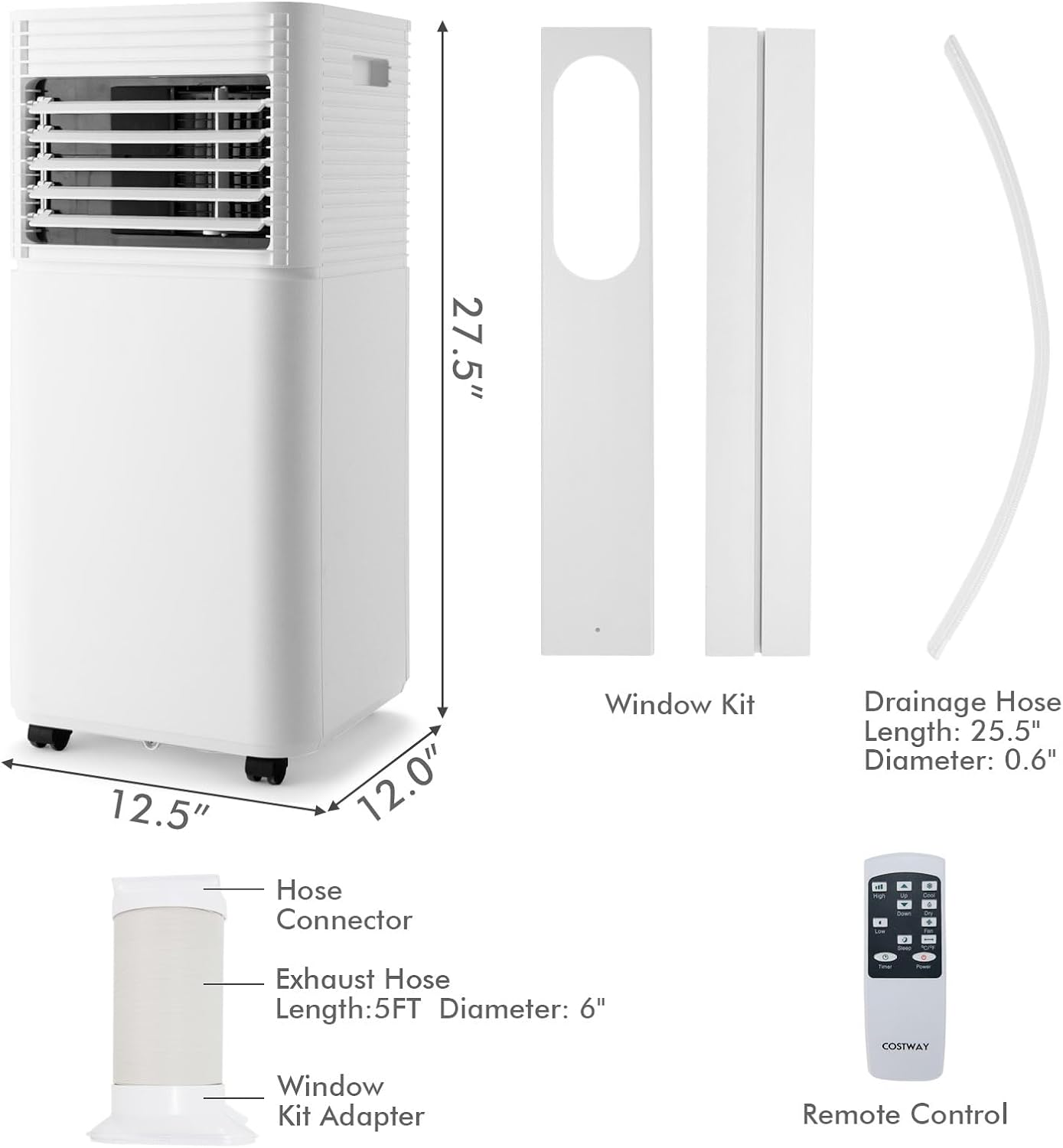 ARLIME Portable Air Conditioners, 8000 BTU AC Unit Cools up to 230 sq. ft. Freestanding Air Cooler w/Fan & Dehumidifier, Remote Control, Window Mount Kits for Home Office