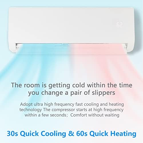 12,000 BTU Mini Split AC/Heating System with Inverter, 19 SEER 115V Energy Saving Ductless Split-System Air Conditioner with Pre-Charged Condenser, Heat Pump, Remote Control & Installation Kit