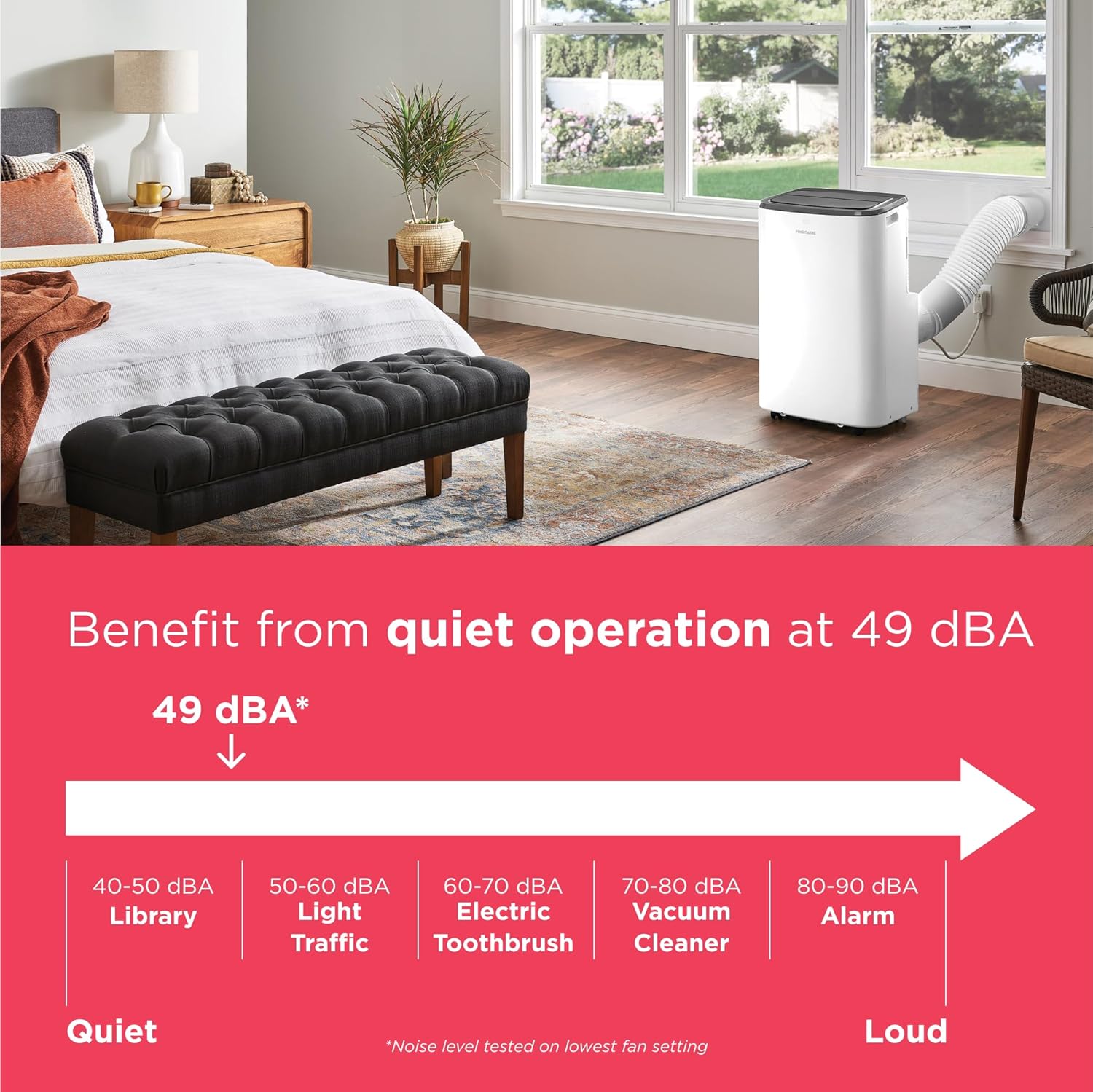 Frigidaire 3-in-1 Portable Room Air Conditioner 10,000 BTU (ASHRAE) / 6,500 BTU (DOE), Cools Up to 450 Sq. Ft., Quiet Operation, Dehumidifying Dry Mode, White