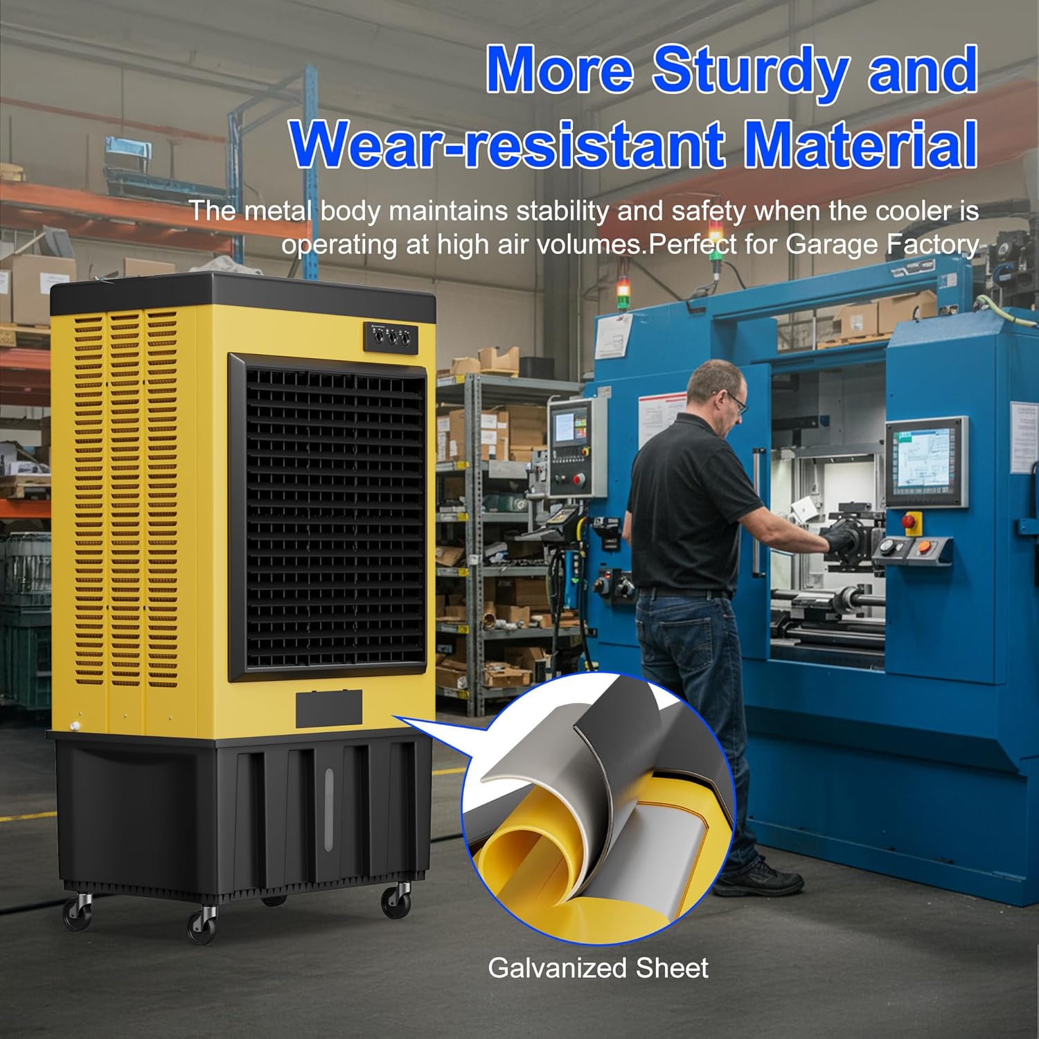 MEPTY 14715CFM Swamp Cooler, Evaporative Air Cooler with Continuous Auto Fill, Portable Evaporative Cooler for Commercial, Industrial, Garage, Patio Use, Outdoor Air Conditioners