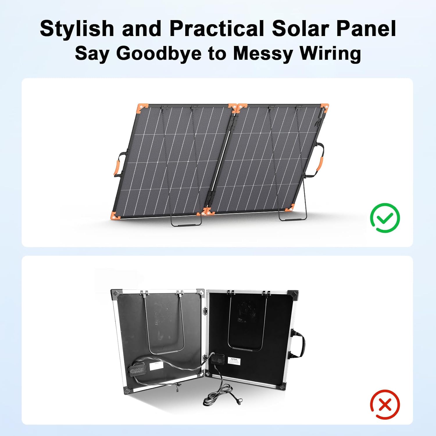 200 Watt Bifacial Portable Solar Panel, 20V Foldable Solar Charger for Power Station, IP68 Waterproof, 23.5% High Efficiency with 2 Sturdy Kickstands for RV Camping Off-Grid Blackouts