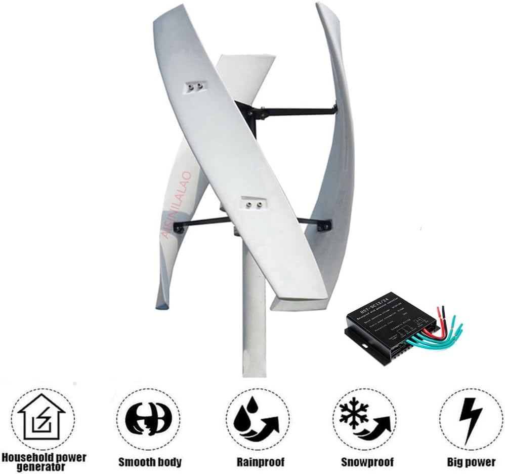 12V-220V 3 Blades Vertical New Energy Turbine Wind Generator Kit,1000W-6000W with MPPT Controller Wind Solar Complementary Generator