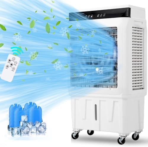 4100CFM 3-In-1 Swamp Cooler, Portable Evaporative Air Cooler With Remote Control & 4 Ice Boxes, 15.8-Gallon Tank, 24H Timer, Commercial Indoor & Outdoor Cooling Fan