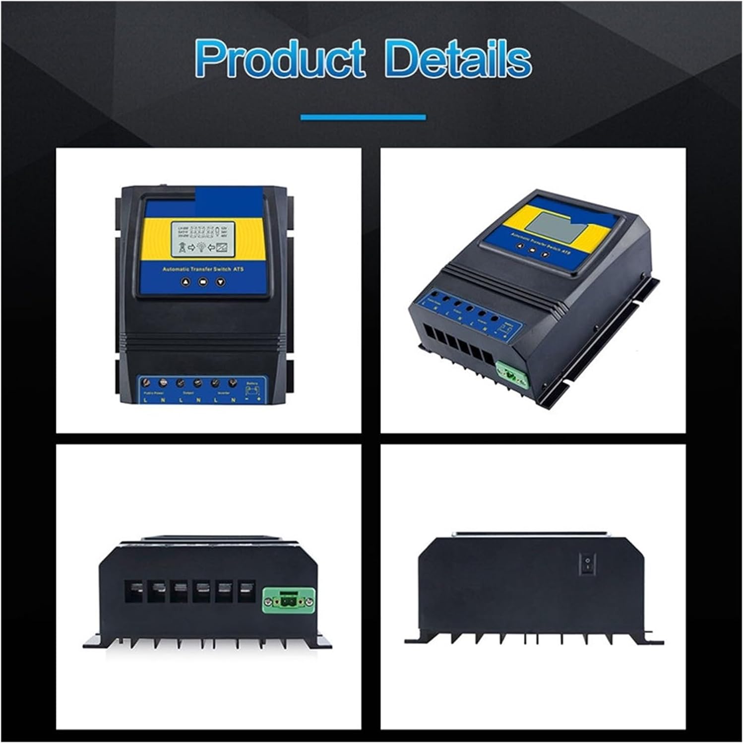 Solar Controller, Dual Power Transfer Switch 11000W Max Solar Charge Controller for Solar/Wind System