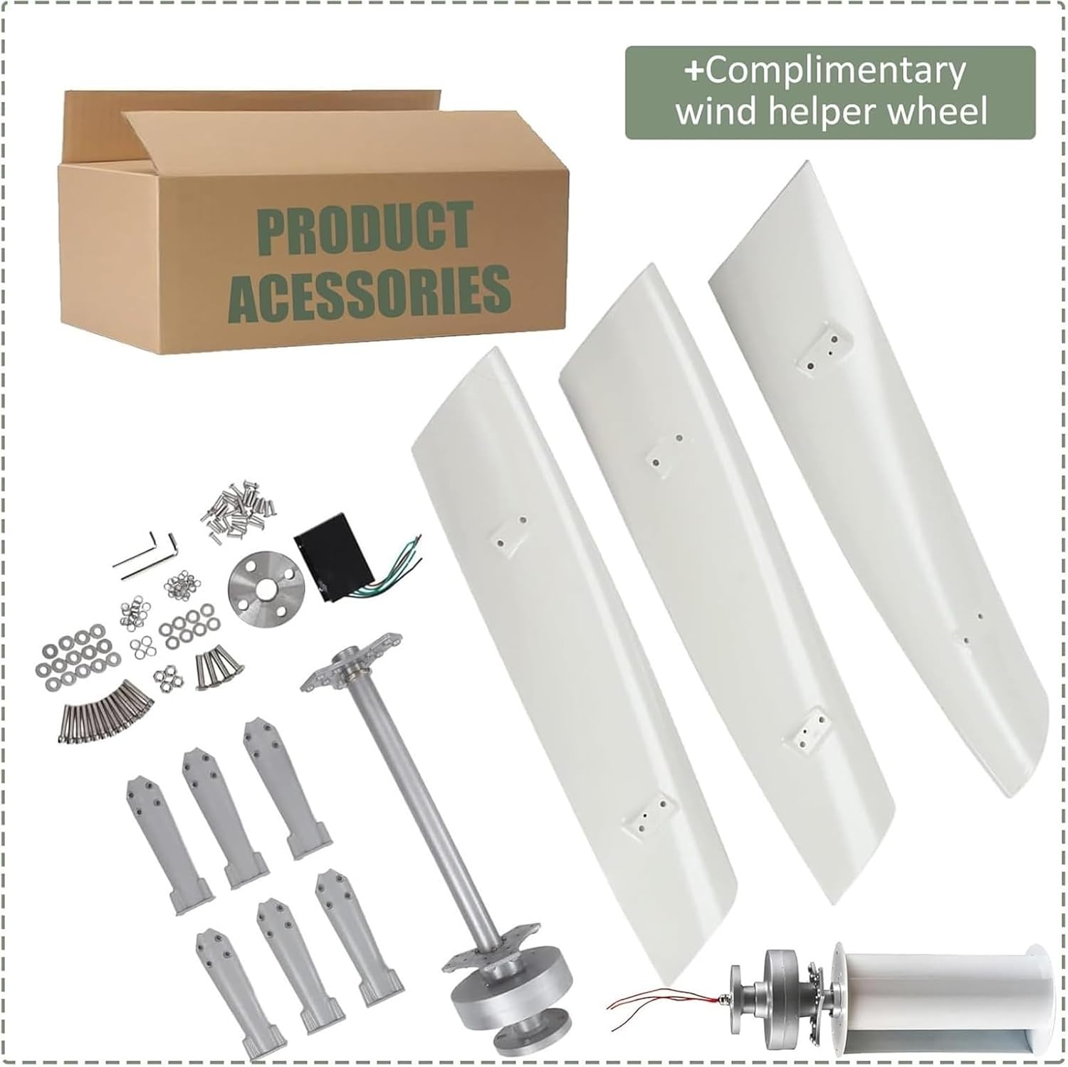 16000W Vertical Wind Turbine Generator Kit - 3-Blade Power System with Controller for Boats, Cabins, Gazebos & Industrial Use - Efficient Renewable Energy Solution (Red, 48V)
