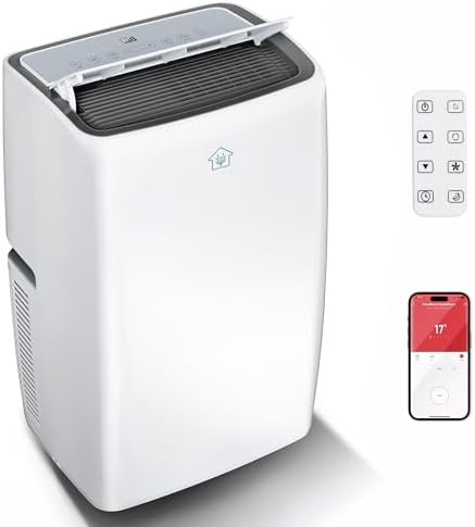 2025 Upgraded Smart Portable Air Conditioner,12,000 BTU Portable AC Unit with Built-in Cool&Heat, 4-in-1 Cooling Fan & Dehumidifier for Rooms up to 550 Sq. Ft.,Smart APP and Remote Control,3 Speed