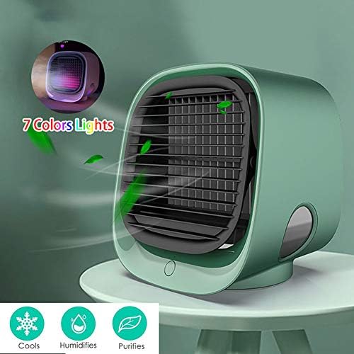 Air Cooler Fan USB Mini Portable Air Conditioner Easy Air Cooler Fan Desktop Personal Space Air Cooling Fan for Room Office (Green)