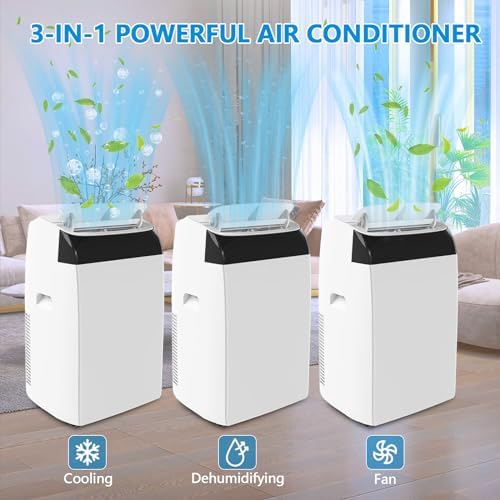 14,000 BTU Portable Air Conditioner with Dehumidifier and Fan for Rooms Up to 750 Square Feet, Portable Air Conditioners with Remote Control, Window Kit Included