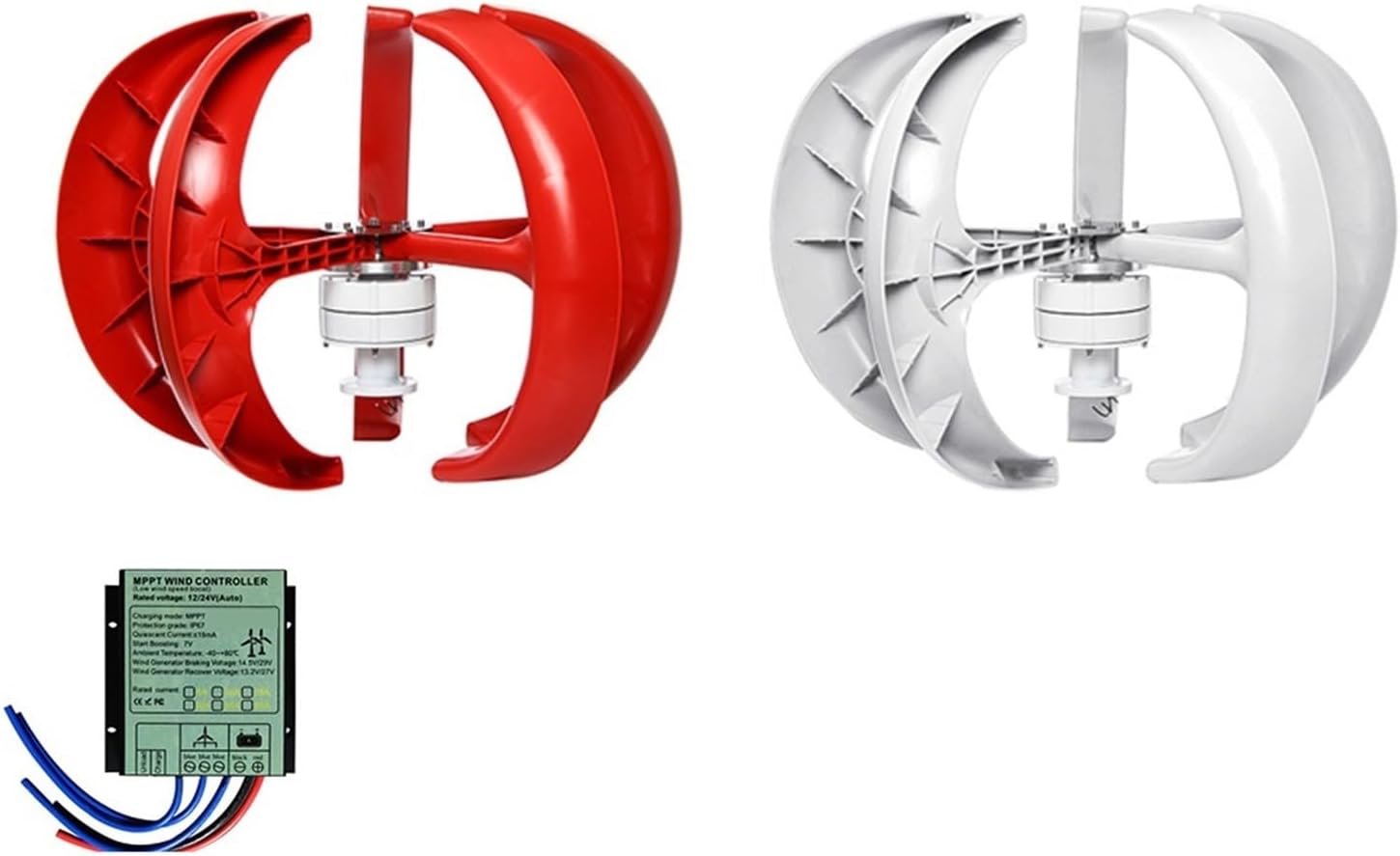 3000W Vertical Wind Turbine 12V 48V Vertical Axis Wind Generator Windmill with MPPT Charging Controller Industrial Energy(Red,Charging CONROL_24V)