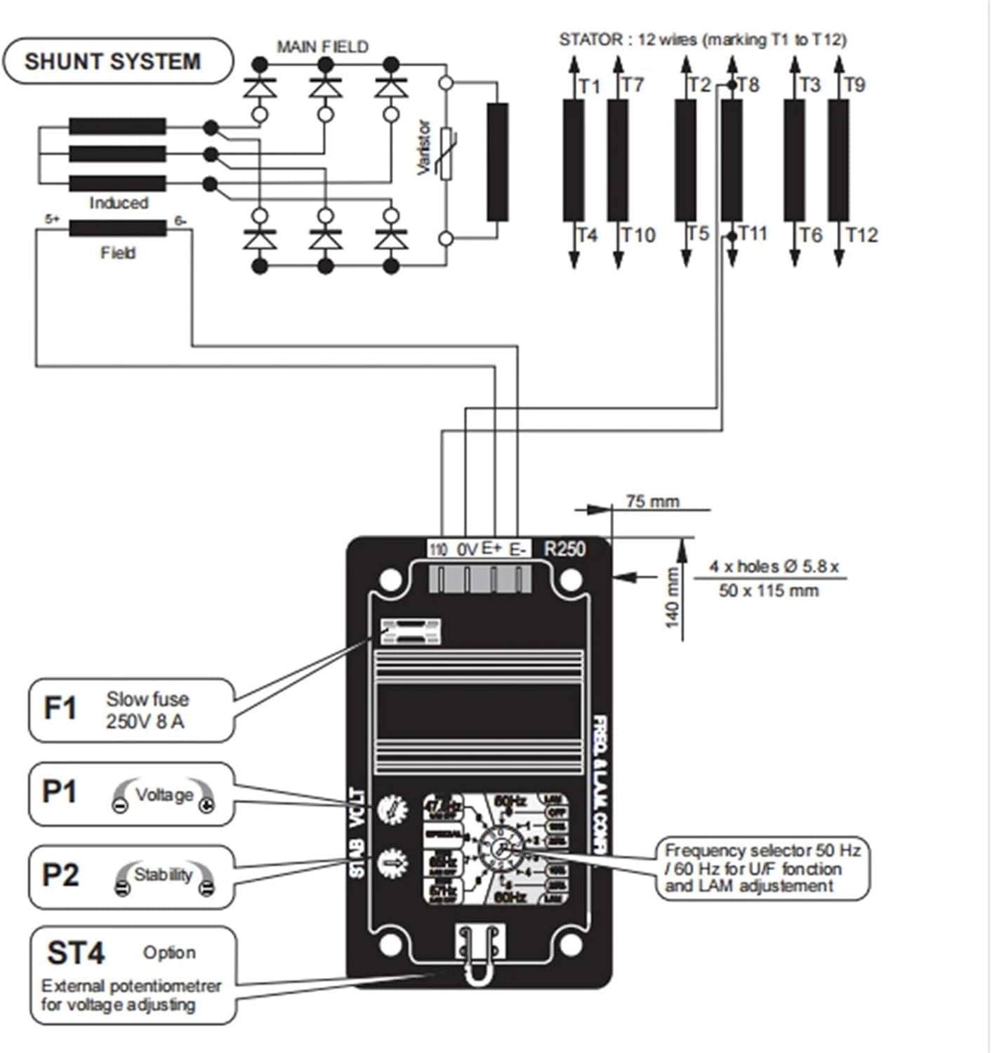Wind Generator, R250 AVR Generator Automatic Voltage Regulator for Generators,Wind Turbines(R731)