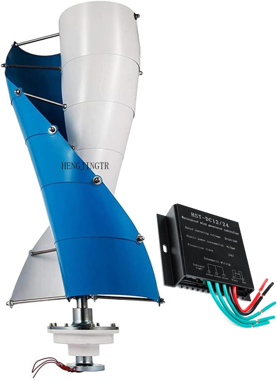 Vertical Spiral Wind Power Turbine Generator,AC 12V 24V 48V Breeze Start Wind-Solar Wind Turbine Generator Power for Outdoor Garden(8000W)