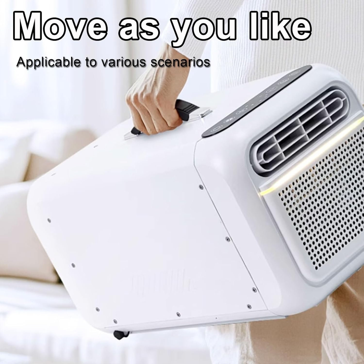 Small Room Air Conditioner Portable Air Conditioners Drain-Free Function with Remote Control and Touch Panel No Installation Required Suitable for Office Camping(Beige)