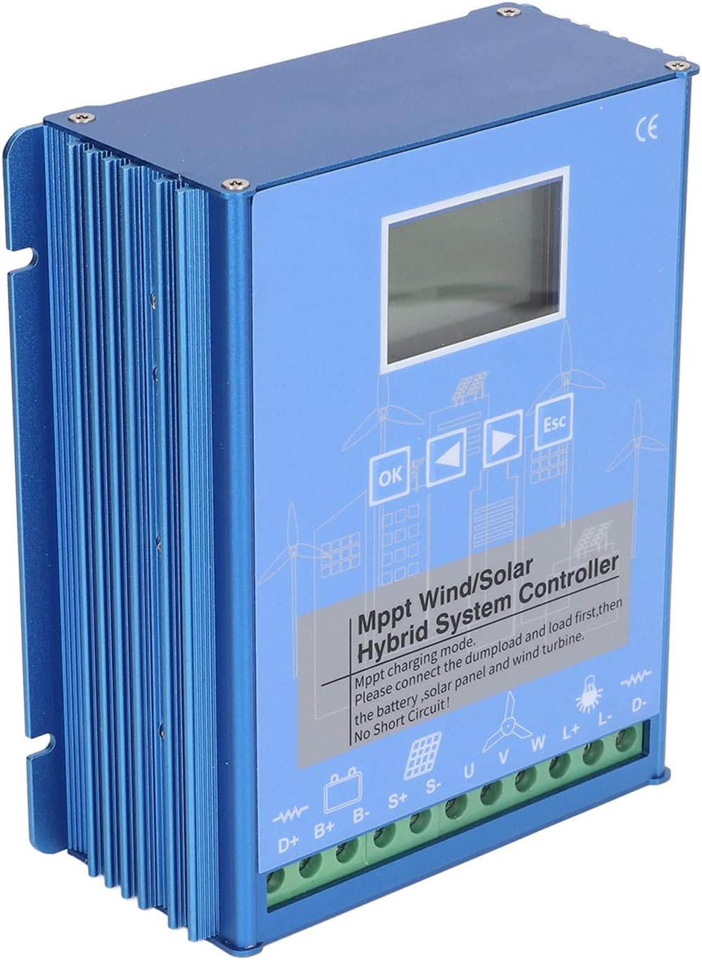 Respicefinem Hybrid Wind Solar Controller Supercharged MPPT Technology with LCD Screen for 24V and 48V Battery Systems in Off Grid Renewable Energy Applications