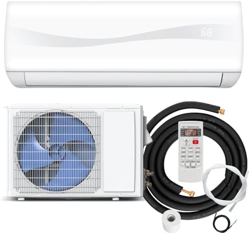 RELAX4LIFE Mini Split Ac/Heating System, 18000 BTU Ductless Mini Split Air Conditioner w/Heat Pump, Remote Control, Cools Up to 1250 Sq.Ft, Installation Kit, 19 SEER2 208-230V Inverter Split AC Unit