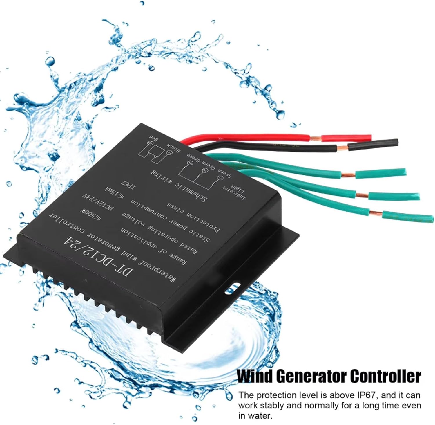 MPPT Wind Turbine Charge Controller 12V 24V 48V Auto Match, Mini Wind Generator Controller with IP67 Waterproof Suitable for 5000W Wind Turbine System,12V