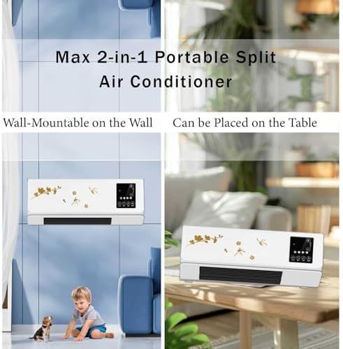 Portable Air Conditioner Split Max Multifunctional Cooling Air 3s Desktop Wall Mounted 2-in-1 Super Quiet Blow Cool Breeze & Heating, for Home, Office