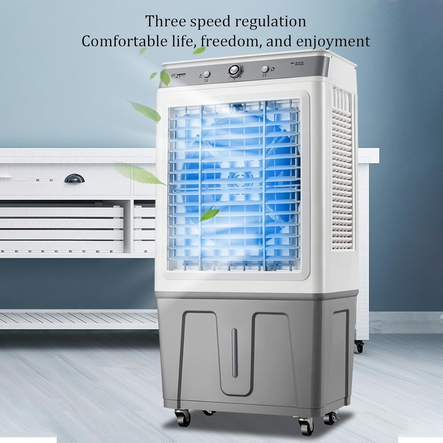 Evaporative Air Cooler,Three Adjustable Wind Speeds Portable Air Conditioner,Household Stand Up Air Conditioner,45L Water Tank,for Hotels, Restaurants, Workshops,supermarkets,etc